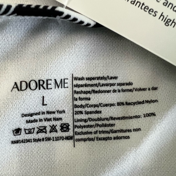 NWT Adore Me Vivien Contour black white gingham bikini 38D top & large bottom - Picture 15 of 16